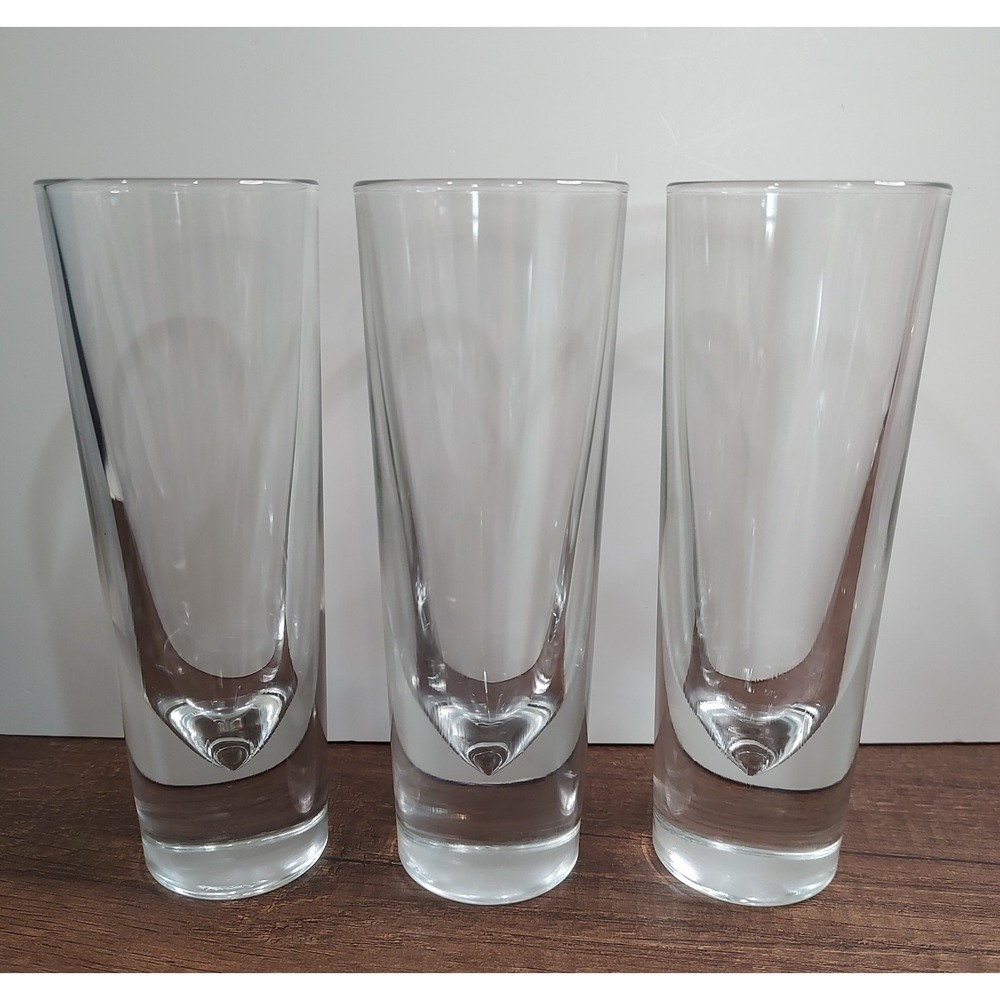 MCM Carlo Moretti Bullet Clear Glasses Lot Of 3 Made In Italy Heavy Weighted S1